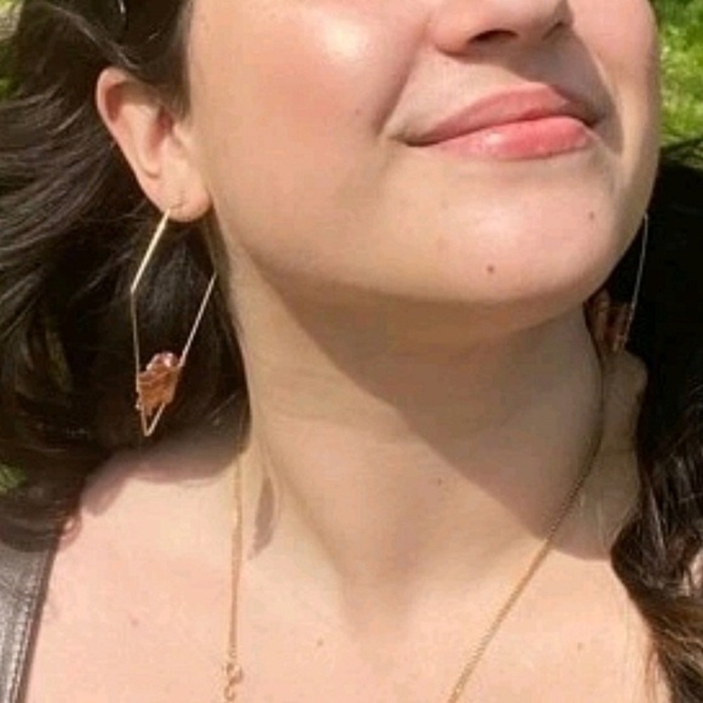 Womens boho Crystal gold hoop wire cute lightweight dainty earrings 💖2/$30 - Picture 6 of 14